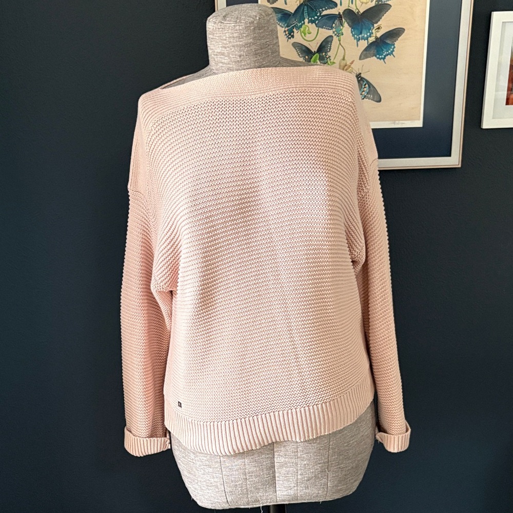 Blush Knit 100% Chunky Cotton Boatneck Sweater XXL Ralph Lauren